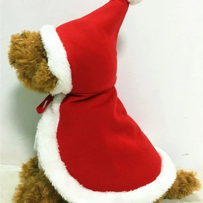 Cat Costume Santa Cosplay Funny Transformed Cat Dog Pet Christmas Cape Winter Dress Up Clothes Red Scarf Cloak Props Decor