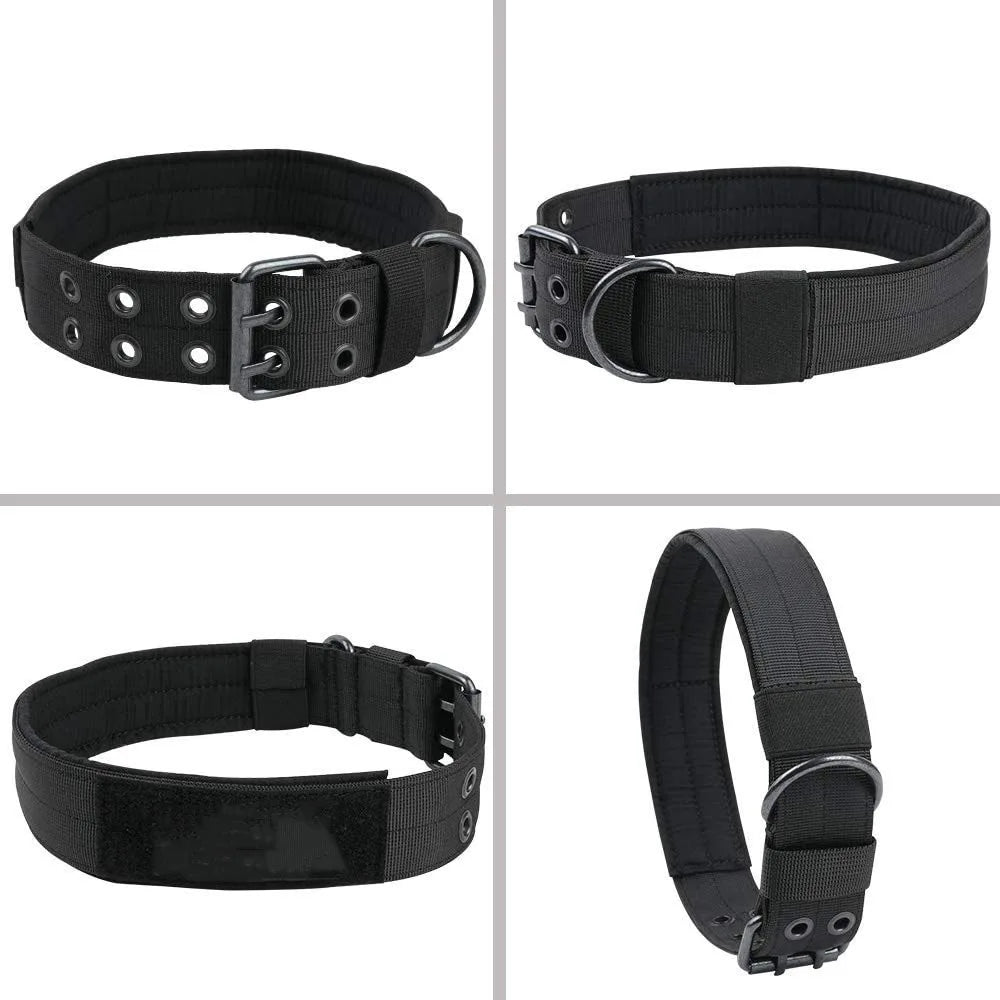 Outdoor Tactical Dog Collar Set Dog Leash Metal Buckle Breathability Nylon Adjustable Dog Collar for Training Neck Pet Products