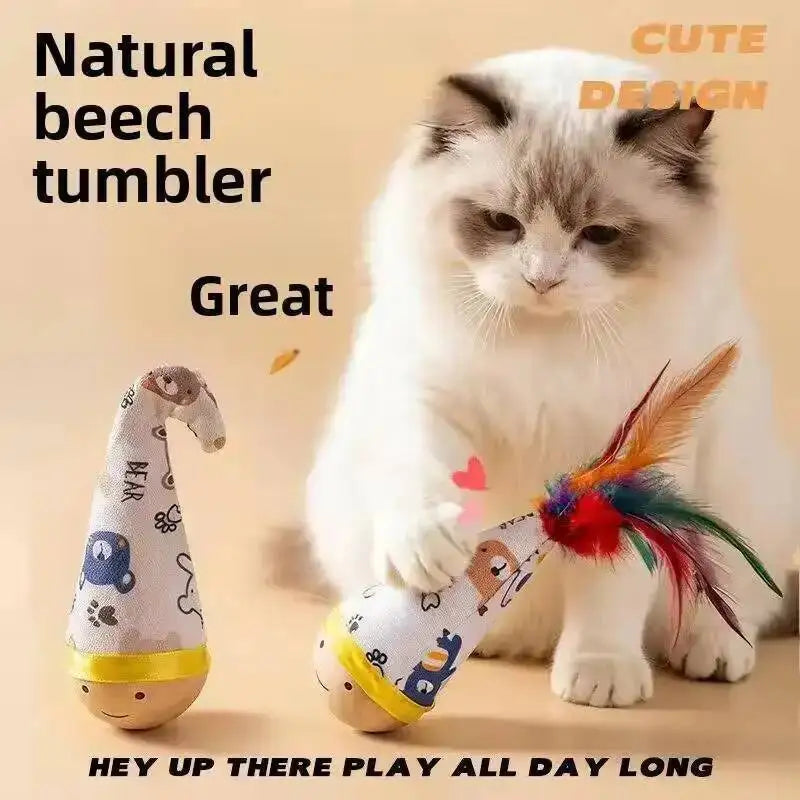 Cat Interactive Toys Funny Feather Kitten Teaser Indoor Play Automatic Toy Gift Cat Feather Toy Kitten Wobble Ball Indoor Play