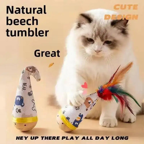 Cat Interactive Toys Funny Feather Kitten Teaser Indoor Play Automatic Toy Gift Cat Feather Toy Kitten Wobble Ball Indoor Play