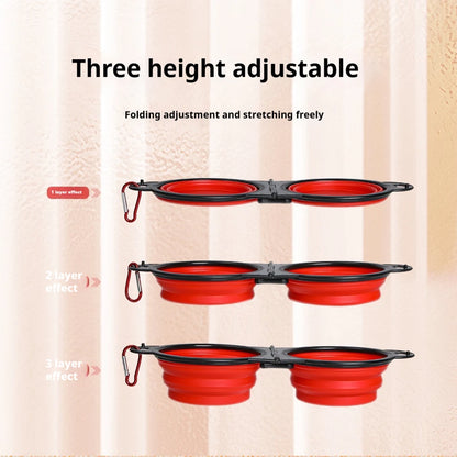 2 in 1 Collapsible Dog Travel Bowl Double Bowls Folding Food Water Bowl Portable Hangable Dog Feeder for Outdoor Dog Product
