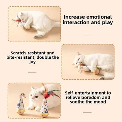 Cat Interactive Toys Funny Feather Kitten Teaser Indoor Play Automatic Toy Gift Cat Feather Toy Kitten Wobble Ball Indoor Play
