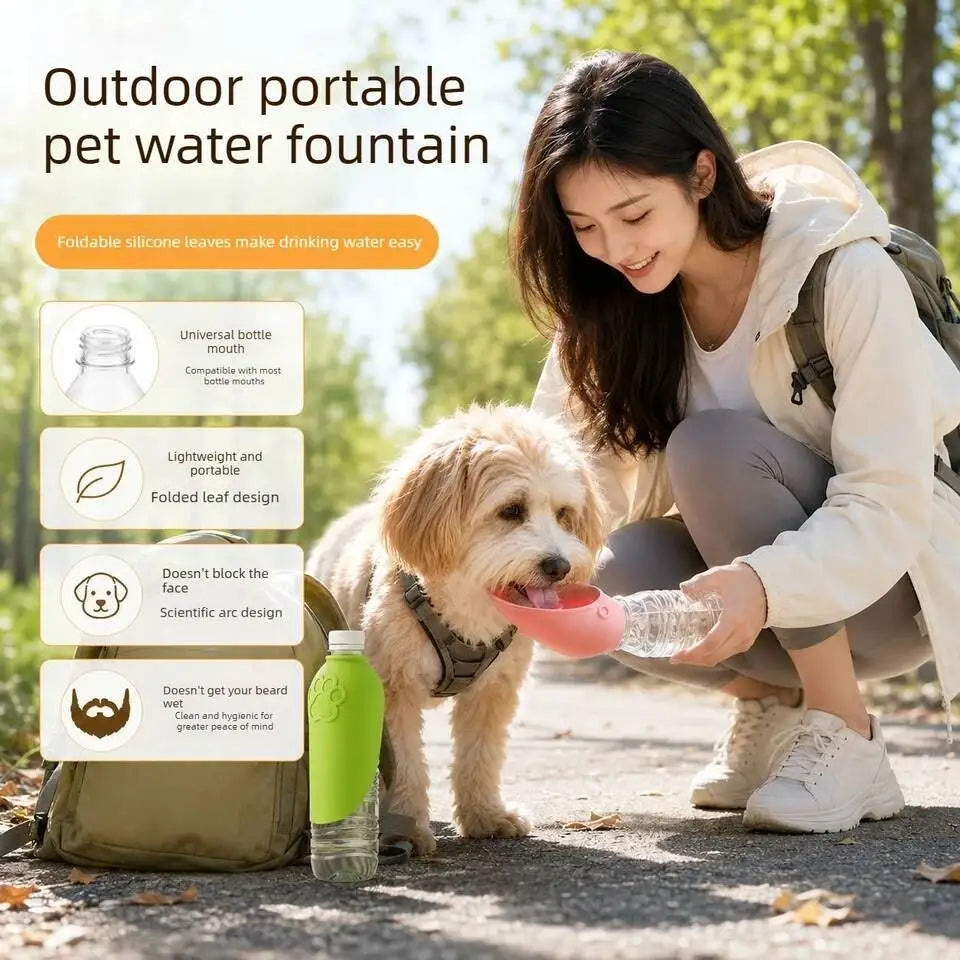 Portable Pet Outdoor Drinking Water Cup Dog Silicone Foldable Leaf Universal Bottle Mouth for Travel Cat And Dog Water Dispenser