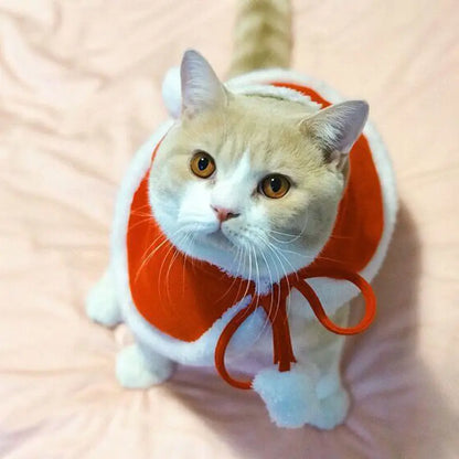 Cat Costume Santa Cosplay Funny Transformed Cat Dog Pet Christmas Cape Winter Dress Up Clothes Red Scarf Cloak Props Decor