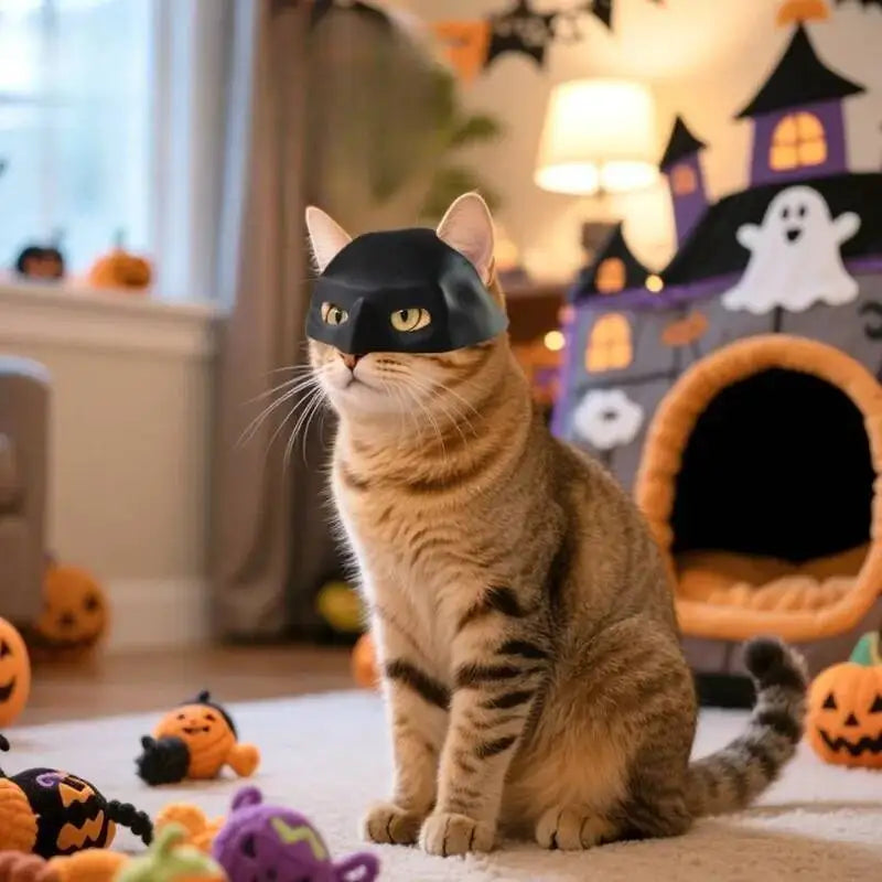 Pet Halloween Cat Mask Weird Cartoon Cat Mask Funny 3D Bat Cat Mask Cosplay Hat Pet Costume Creative Pet Party Accessories Gift