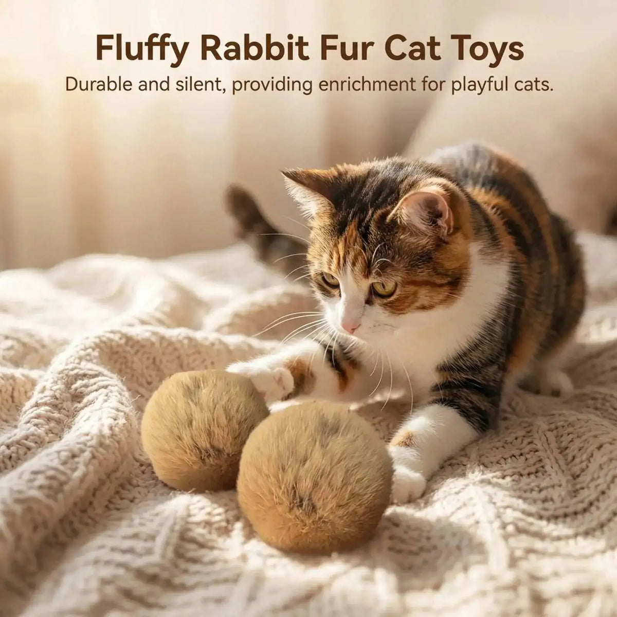 Durable Rabbit Fur Ball Interactive Cat Toy Pet Product Containing Catnip Fluffy Toy Ball Chasing Plush Toy Ball Cat Accessories