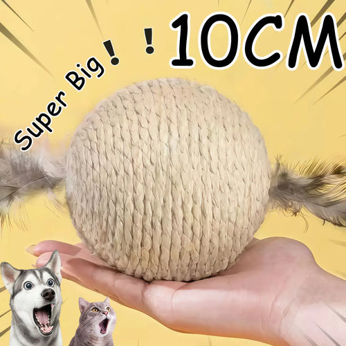 Interactive Sisal Cat Scratching Ball Toy For Kitten Teeth Cleaning Anti Bite 10CM Super Big Cat Ball Sounding Toy Pet Supplies