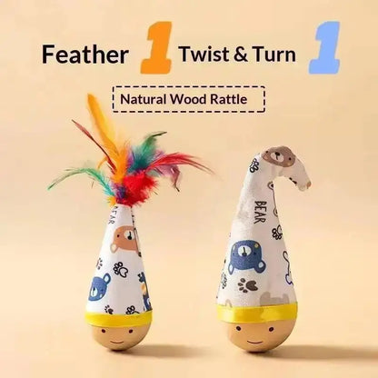 Cat Interactive Toys Funny Feather Kitten Teaser Indoor Play Automatic Toy Gift Cat Feather Toy Kitten Wobble Ball Indoor Play