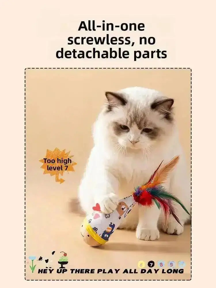 Cat Interactive Toys Funny Feather Kitten Teaser Indoor Play Automatic Toy Gift Cat Feather Toy Kitten Wobble Ball Indoor Play