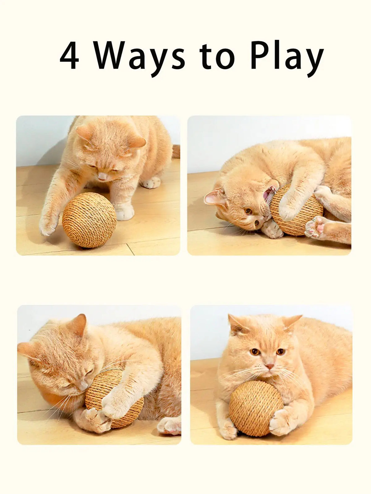 Interactive Sisal Cat Scratching Ball Toy For Kitten Teeth Cleaning Anti Bite 10CM Super Big Cat Ball Sounding Toy Pet Supplies