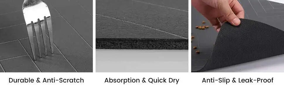 60X90CM Pet Dog Feeding Mat Pet Placemat for Food and Water Bowl with Waterproof Rubber Backing Quick Dry Water Mat for Dog Cat