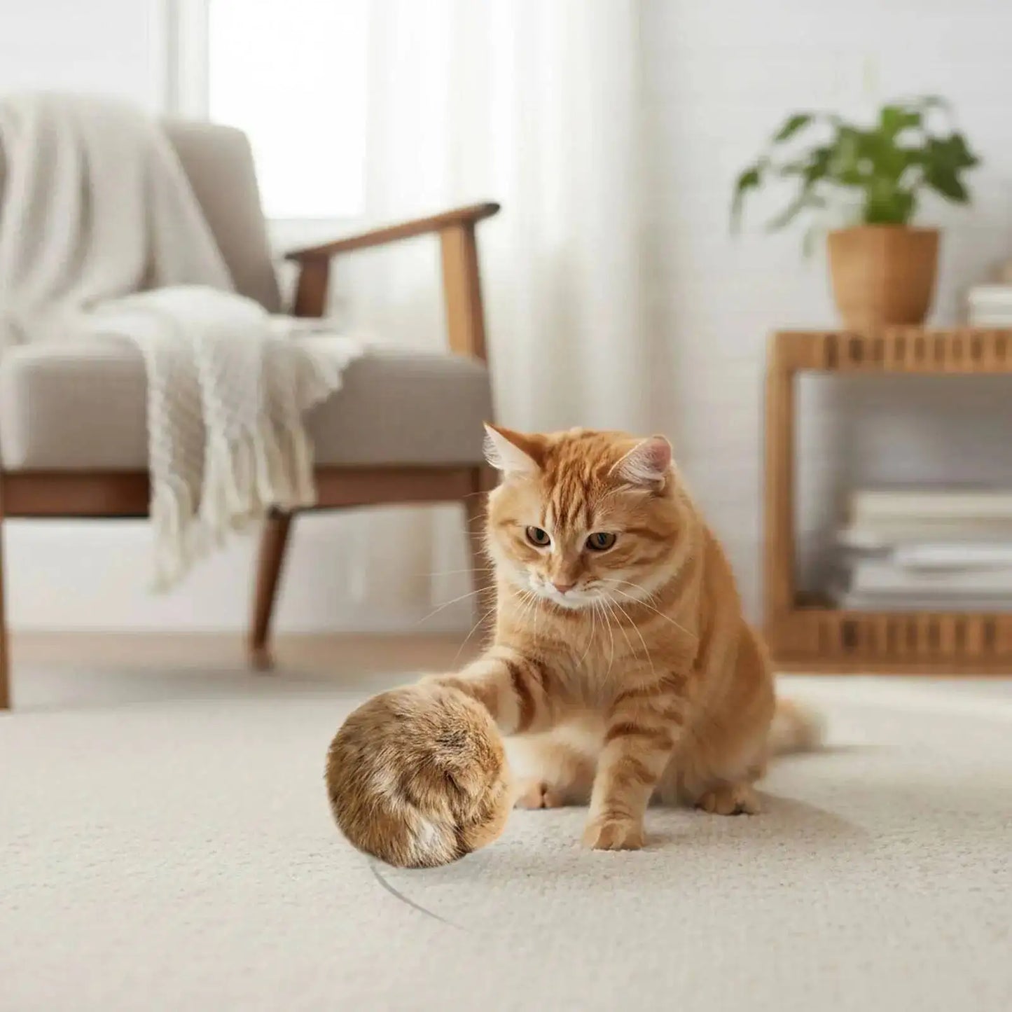 Durable Rabbit Fur Ball Interactive Cat Toy Pet Product Containing Catnip Fluffy Toy Ball Chasing Plush Toy Ball Cat Accessories