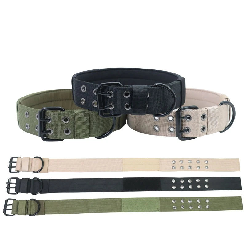 Outdoor Tactical Dog Collar Set Dog Leash Metal Buckle Breathability Nylon Adjustable Dog Collar for Training Neck Pet Products