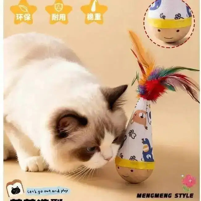 Cat Interactive Toys Funny Feather Kitten Teaser Indoor Play Automatic Toy Gift Cat Feather Toy Kitten Wobble Ball Indoor Play