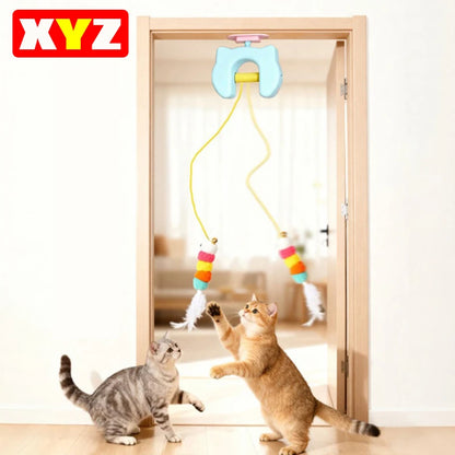 New Type Of Electric Cat Toy with 2 Ropes Smart Hanging Door Auto Swing Feather Toy A Self-entertainment And Cat-teasing Wonder