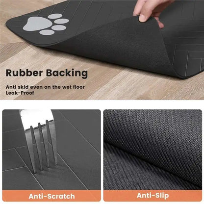60X90CM Pet Dog Feeding Mat Pet Placemat for Food and Water Bowl with Waterproof Rubber Backing Quick Dry Water Mat for Dog Cat