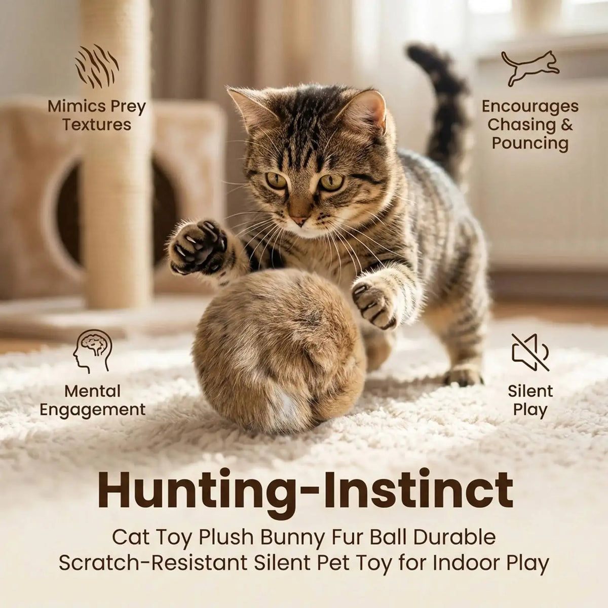 Durable Rabbit Fur Ball Interactive Cat Toy Pet Product Containing Catnip Fluffy Toy Ball Chasing Plush Toy Ball Cat Accessories
