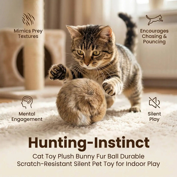 Durable Rabbit Fur Ball Interactive Cat Toy Pet Product Containing Catnip Fluffy Toy Ball Chasing Plush Toy Ball Cat Accessories