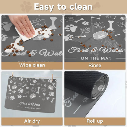 60X90CM Pet Dog Feeding Mat Pet Placemat for Food and Water Bowl with Waterproof Rubber Backing Quick Dry Water Mat for Dog Cat