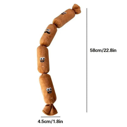 Durable Dog Plush Chew Toy Simulated Sausage with BB Sound Teeth Cleaning Squeak Chewable Molar Toy for Puppies Bite-Resistant
