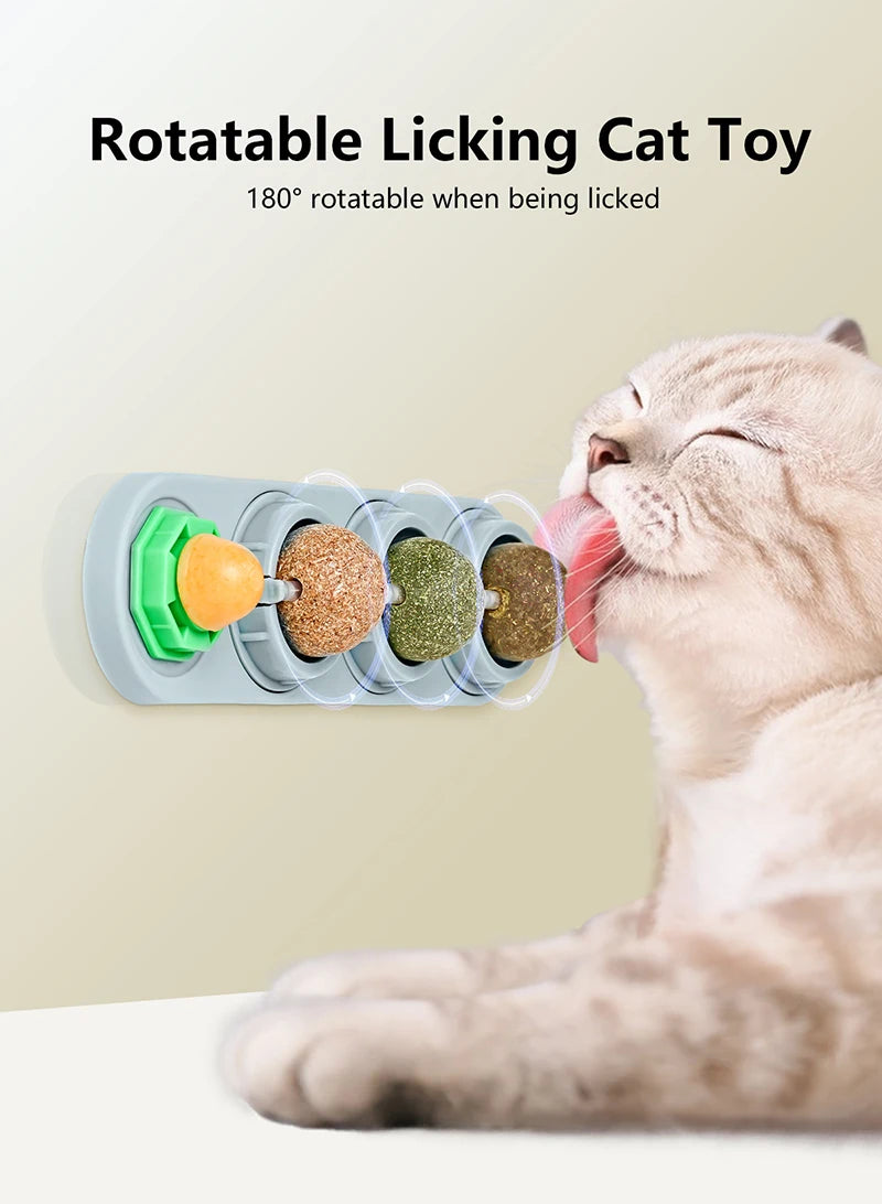Natural Catnip Toys Silvervine Balls Teeth Cleaning Dental Wall Treats Extra Cat Energy Ball Edible Cat Lick Healthy Kitten Chew