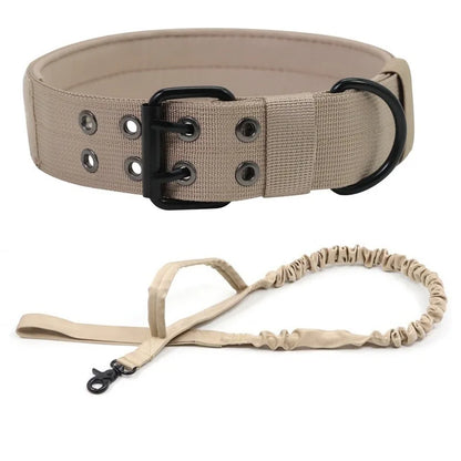 Outdoor Tactical Dog Collar Set Dog Leash Metal Buckle Breathability Nylon Adjustable Dog Collar for Training Neck Pet Products