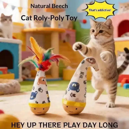 Cat Interactive Toys Funny Feather Kitten Teaser Indoor Play Automatic Toy Gift Cat Feather Toy Kitten Wobble Ball Indoor Play