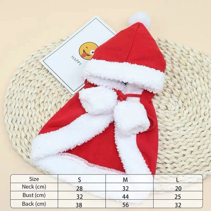 Cat Costume Santa Cosplay Funny Transformed Cat Dog Pet Christmas Cape Winter Dress Up Clothes Red Scarf Cloak Props Decor
