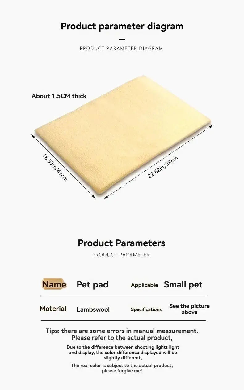 Winter Self-Heating Pet Pads Blanket Puppy Warm Cushion Mat for Cats Dogs Washable with Thermal Body Heat Reflecting Core Pad