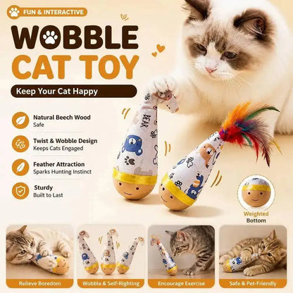 Cat Interactive Toys Funny Feather Kitten Teaser Indoor Play Automatic Toy Gift Cat Feather Toy Kitten Wobble Ball Indoor Play