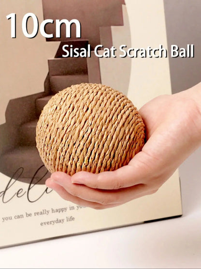 Interactive Sisal Cat Scratching Ball Toy For Kitten Teeth Cleaning Anti Bite 10CM Super Big Cat Ball Sounding Toy Pet Supplies