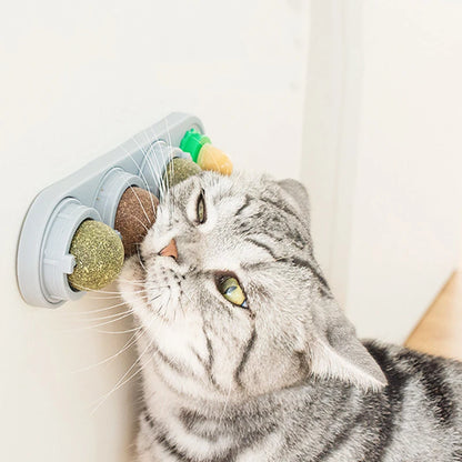 Natural Catnip Toys Silvervine Balls Teeth Cleaning Dental Wall Treats Extra Cat Energy Ball Edible Cat Lick Healthy Kitten Chew