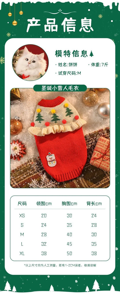 Christmas Pet Cat Costumes Sweater Cute Kitten Santa Claus Clothes For Small Medium Dogs Holiday Party Dress Warm Winter Clothes
