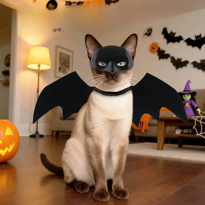 Halloween Pet Black Bat Costume Set with Mask Wing for Cats Dogs Creative Cosplay Cat Dog Halloween Party Pet Supplies