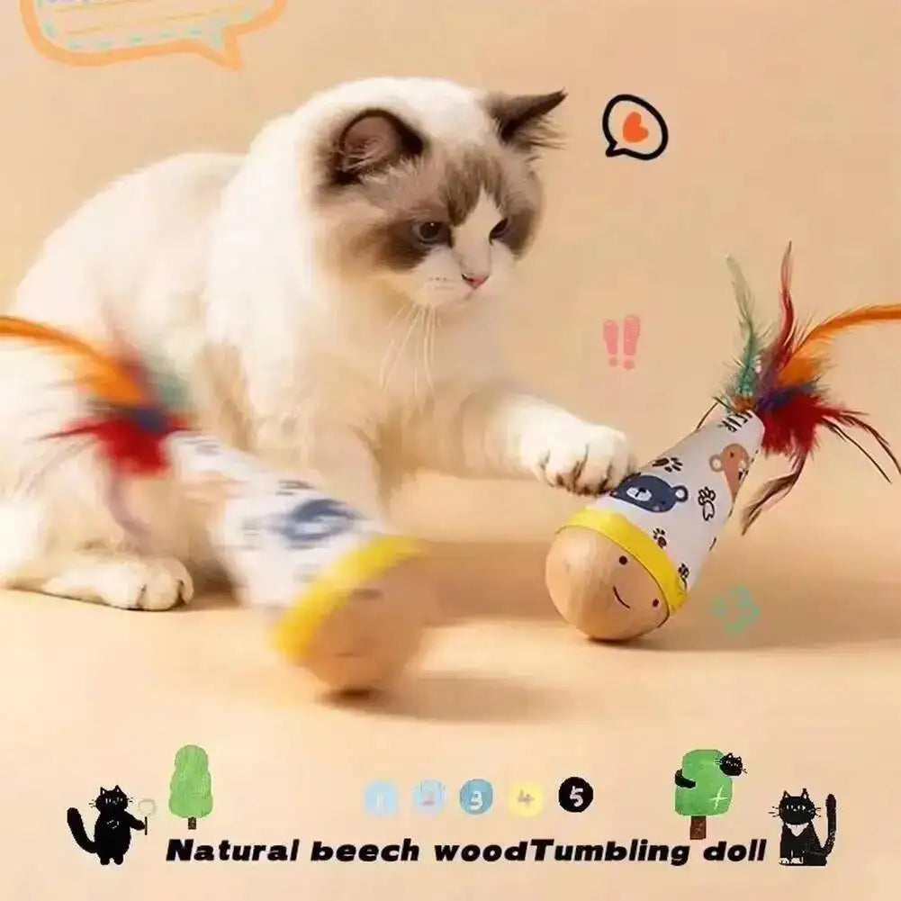 Cat Interactive Toys Funny Feather Kitten Teaser Indoor Play Automatic Toy Gift Cat Feather Toy Kitten Wobble Ball Indoor Play