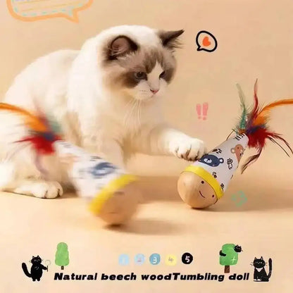 Cat Interactive Toys Funny Feather Kitten Teaser Indoor Play Automatic Toy Gift Cat Feather Toy Kitten Wobble Ball Indoor Play