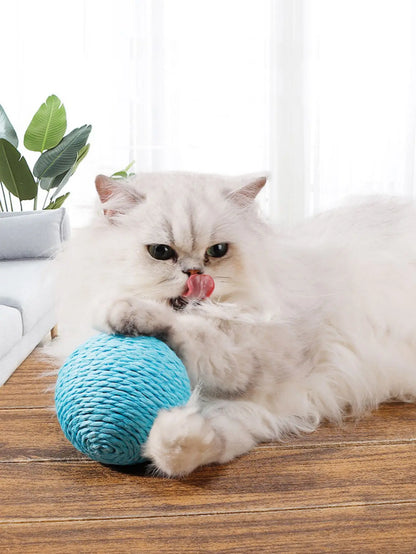 Interactive Sisal Cat Scratching Ball Toy For Kitten Teeth Cleaning Anti Bite 10CM Super Big Cat Ball Sounding Toy Pet Supplies