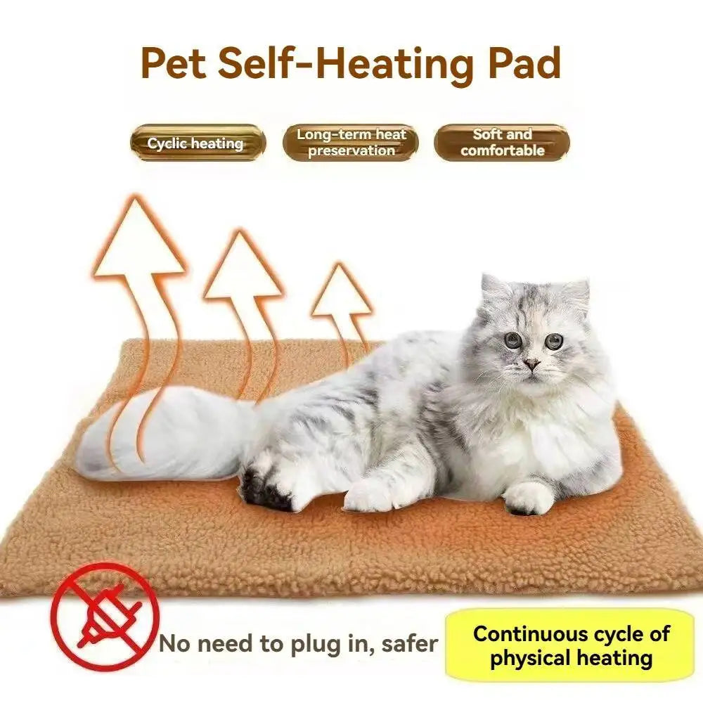 Winter Self-Heating Pet Pads Blanket Puppy Warm Cushion Mat for Cats Dogs Washable with Thermal Body Heat Reflecting Core Pad