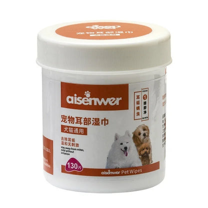130PCS Dog Cat Eye Wipes Gentle Pet Eye Ear Cleaning Wipes Dog Cat Tear Stain Remover Wipes Remove Dried Mucus Discharge & Tear