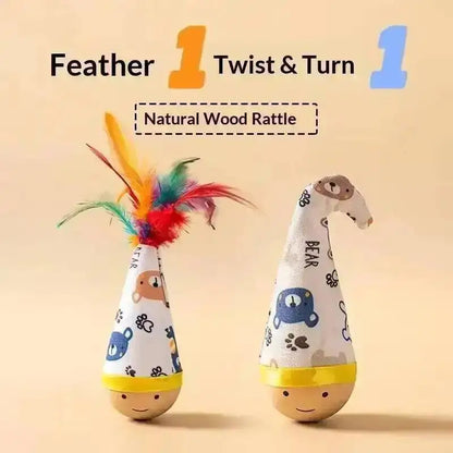 Cat Interactive Toys Funny Feather Kitten Teaser Indoor Play Automatic Toy Gift Cat Feather Toy Kitten Wobble Ball Indoor Play