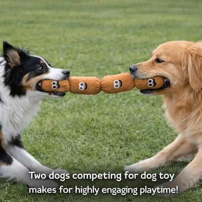 Durable Dog Plush Chew Toy Simulated Sausage with BB Sound Teeth Cleaning Squeak Chewable Molar Toy for Puppies Bite-Resistant
