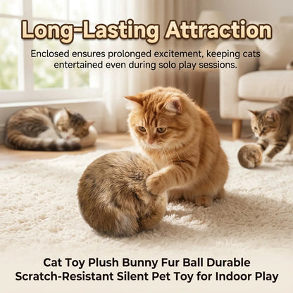 Durable Rabbit Fur Ball Interactive Cat Toy Pet Product Containing Catnip Fluffy Toy Ball Chasing Plush Toy Ball Cat Accessories