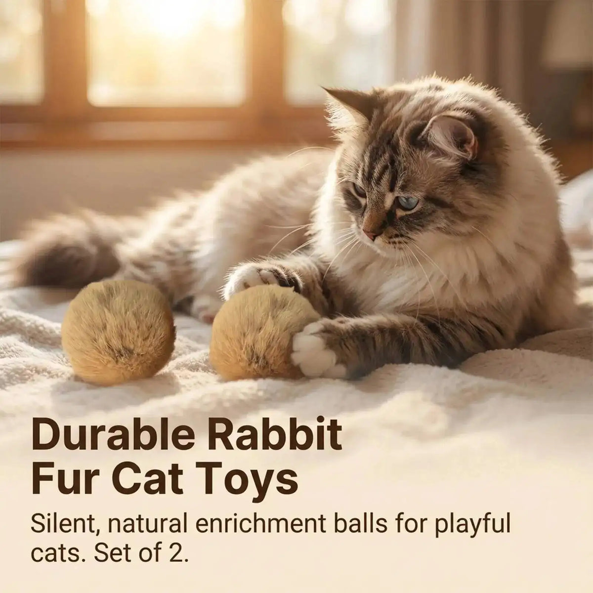 Durable Rabbit Fur Ball Interactive Cat Toy Pet Product Containing Catnip Fluffy Toy Ball Chasing Plush Toy Ball Cat Accessories