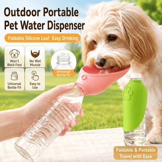 Portable Pet Outdoor Drinking Water Cup Dog Silicone Foldable Leaf Universal Bottle Mouth for Travel Cat And Dog Water Dispenser