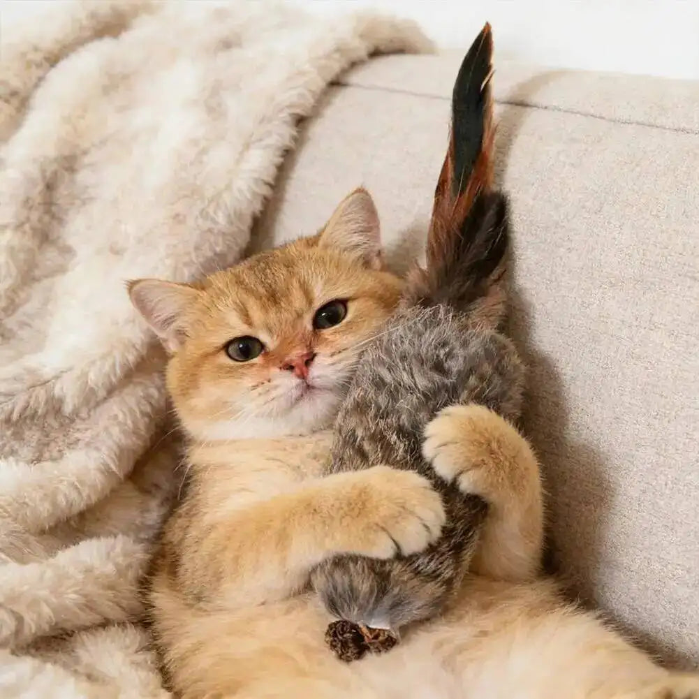 Cat Toy Artificial Rabbit Fur Cat Toys Enrichment Toy Kitten Teaser Wand Self Play Boredom Relief Interactive Cat Toy For Indoor
