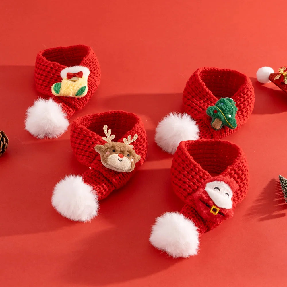 Christmas Cat Hat Cat Knitted Scarf Set Soft Winter Christmas Soft Santa Claus Costume Scarf For Dog Cats Pet Xmas Cat Supplies