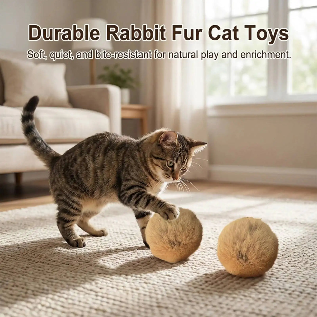 Durable Rabbit Fur Ball Interactive Cat Toy Pet Product Containing Catnip Fluffy Toy Ball Chasing Plush Toy Ball Cat Accessories