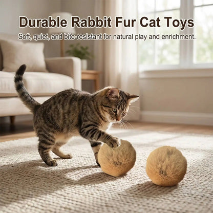 Durable Rabbit Fur Ball Interactive Cat Toy Pet Product Containing Catnip Fluffy Toy Ball Chasing Plush Toy Ball Cat Accessories