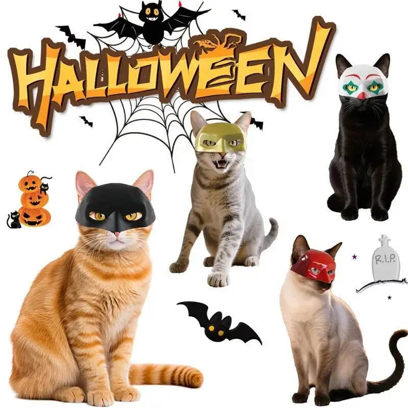 Pet Halloween Cat Mask Weird Cartoon Cat Mask Funny 3D Bat Cat Mask Cosplay Hat Pet Costume Creative Pet Party Accessories Gift