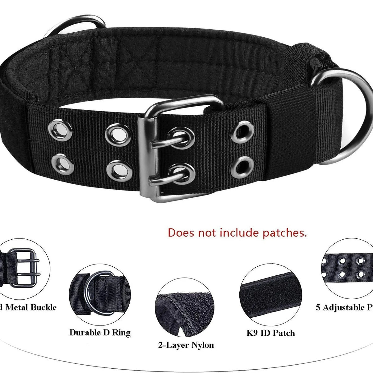 Outdoor Tactical Dog Collar Set Dog Leash Metal Buckle Breathability Nylon Adjustable Dog Collar for Training Neck Pet Products